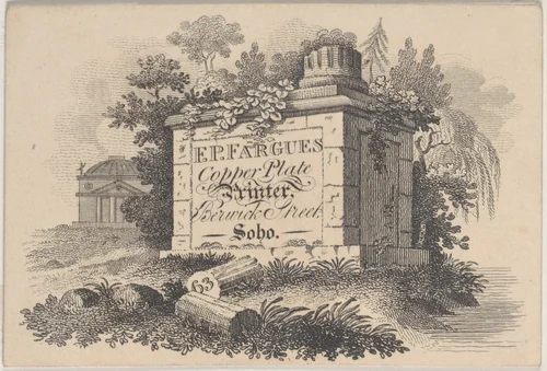 Trade Card for F.P. Fargues, Copper Plate Printer by anonymous, print, 1800-1900