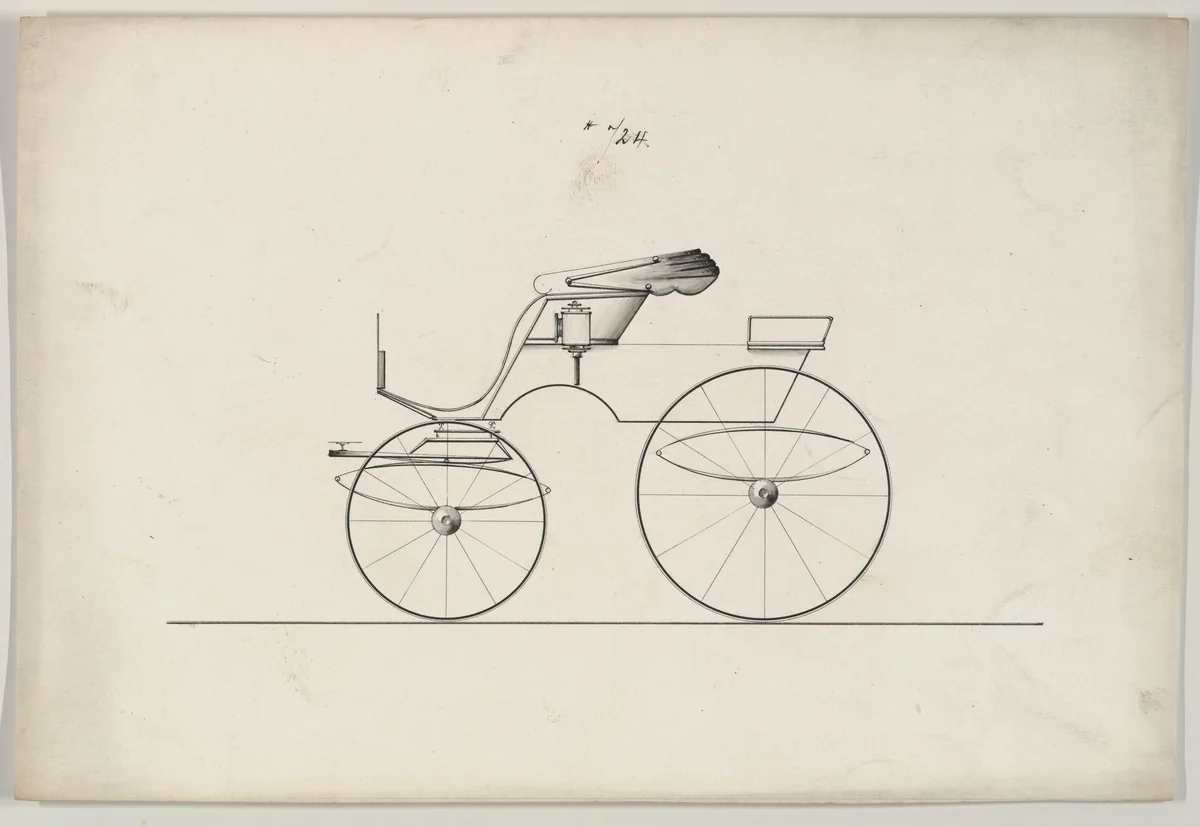Design for Stanhope Phaeton, no. 724 by Brewster & Co., drawing, 1850-1874