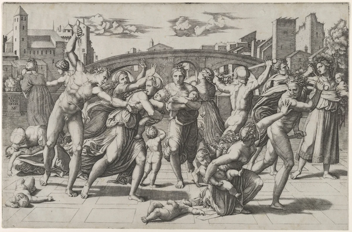 The Massacre of the Innocents by Marcantonio Raimondi, print, 1507-1517
