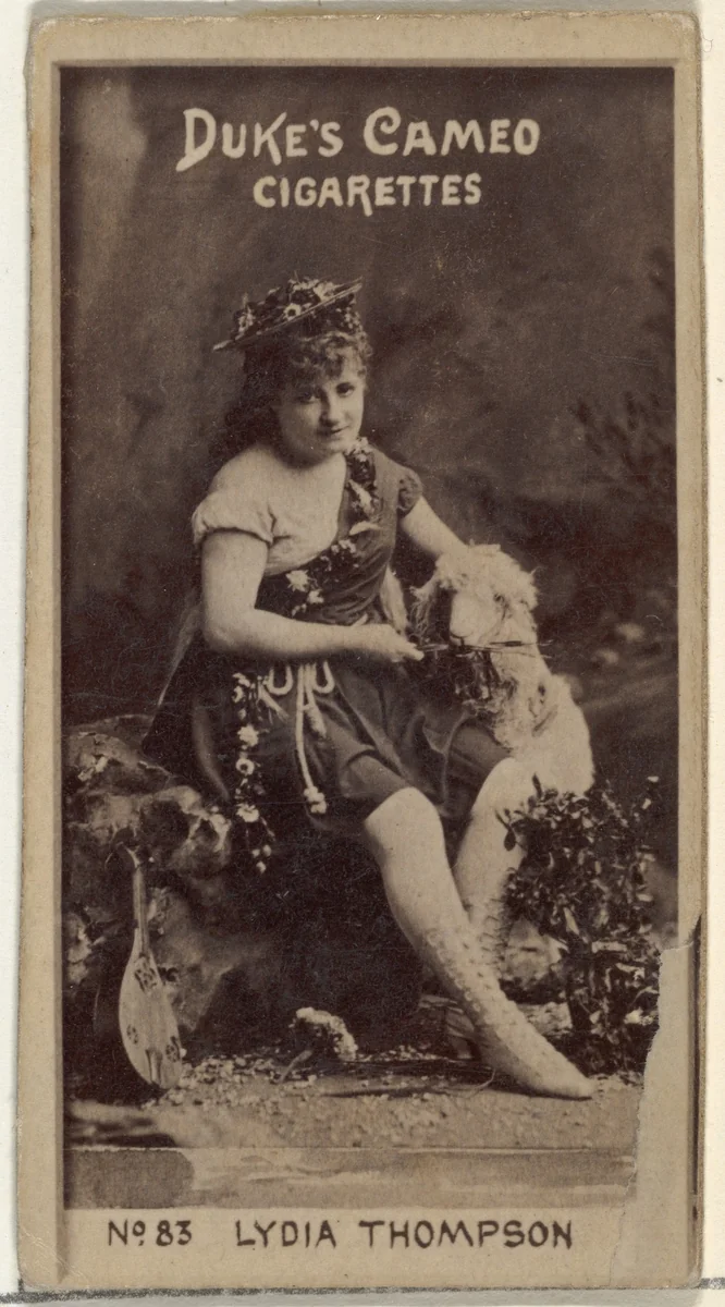 Card Number 83, Lydia Thompson, from the Actors and Actresses series (N145-4) issued by Duke Sons & Co. to promote Cameo Cigarettes by W. Duke, Sons & Co., photograph, 1880-1889