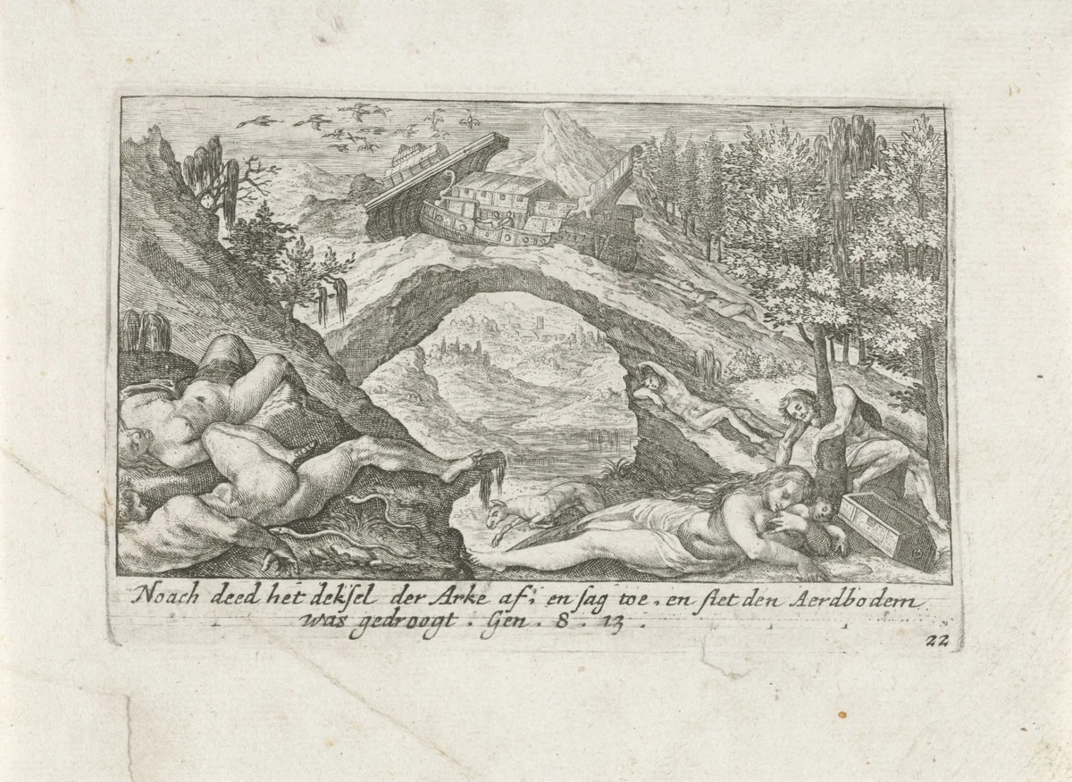 De aarde na de zondvloed by Crispijn van de Passe, print, 1700-1750