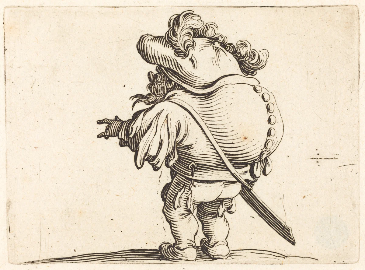 The Hunchback with the Feathered Cap by Jacques Callot, print, 1622
