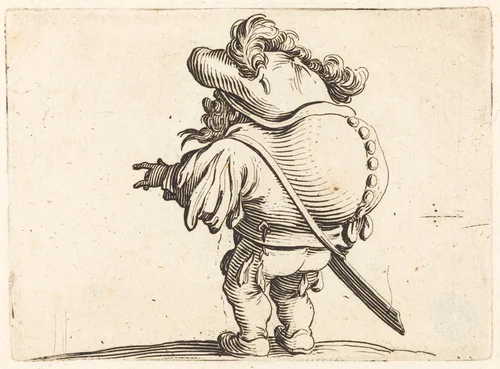 The Hunchback with the Feathered Cap by Jacques Callot, print, 1622