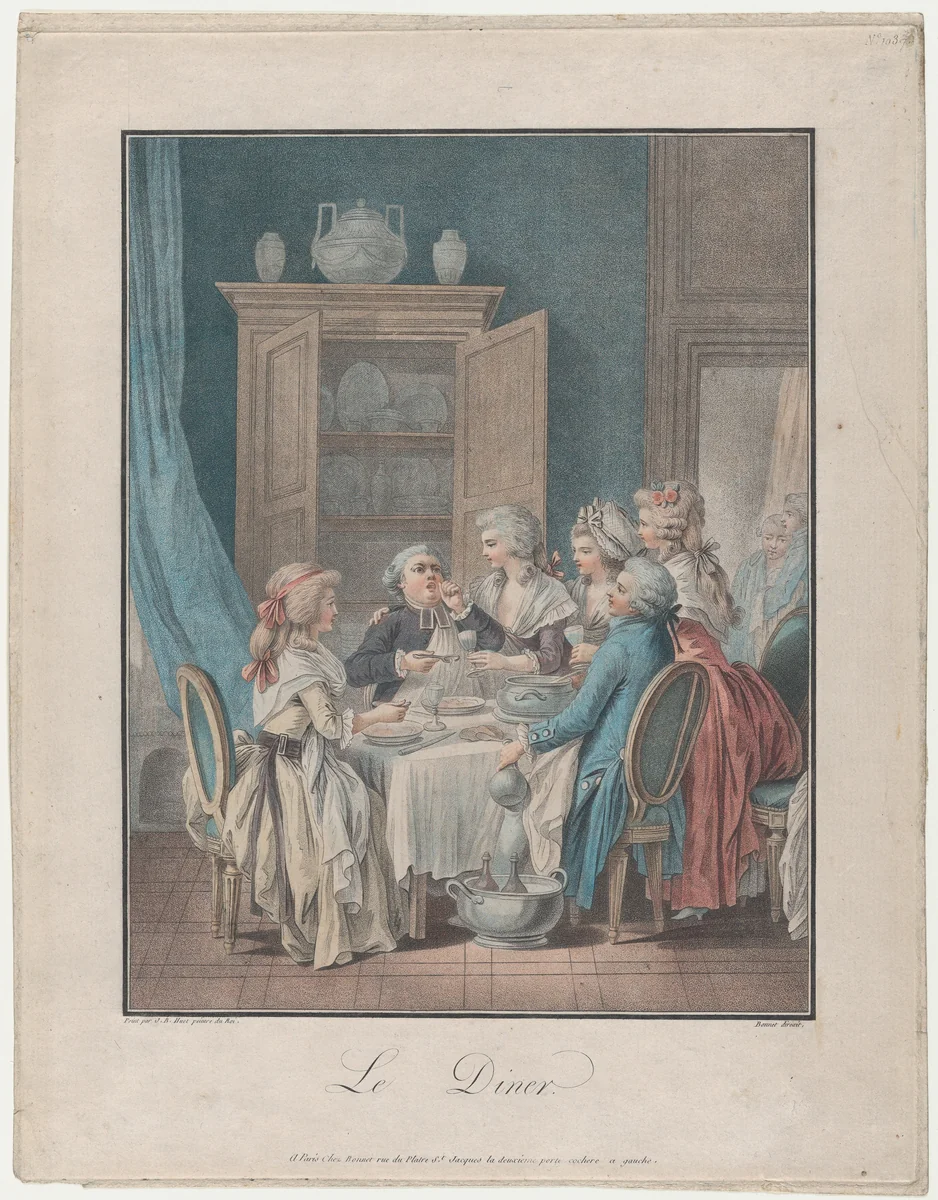 The Dinner by Louis Marin Bonnet, print, 1787-1789