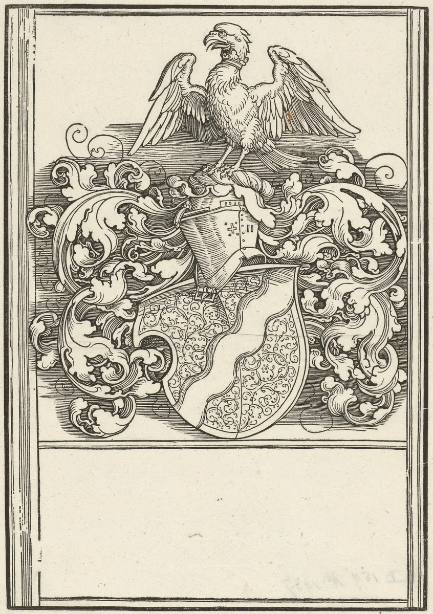 Wapen van Michael Behaim by Albrecht Dürer, print, 1518-1520