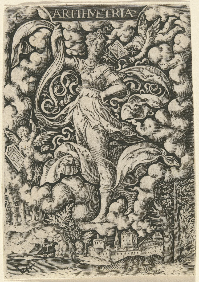 Artihmetria (Arithmetic) by Virgil Solis, print, 1514-1562