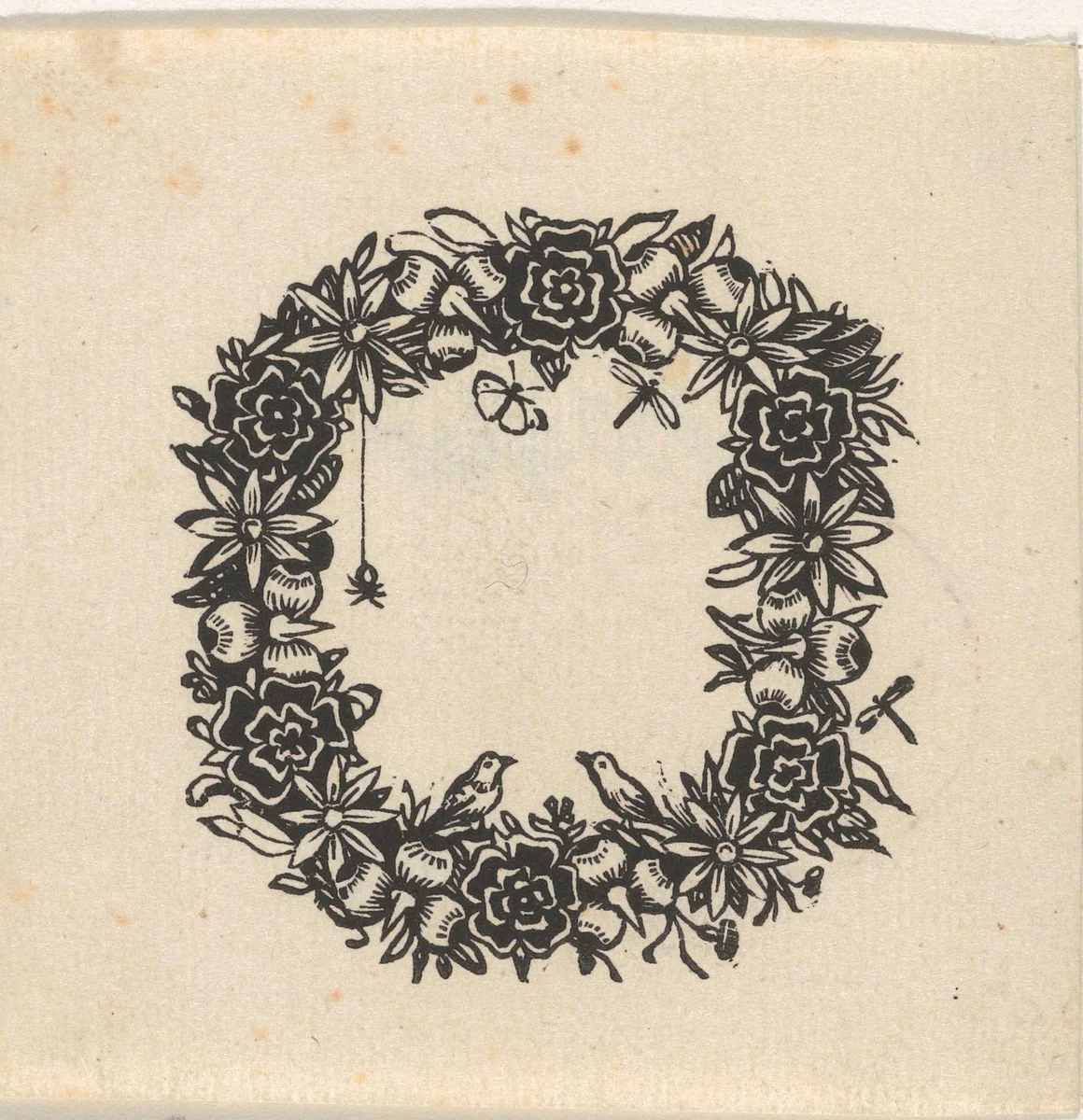 Omlijsting van bloemen, insecten en vogels by Dirck de Bray, print, 1635-1694