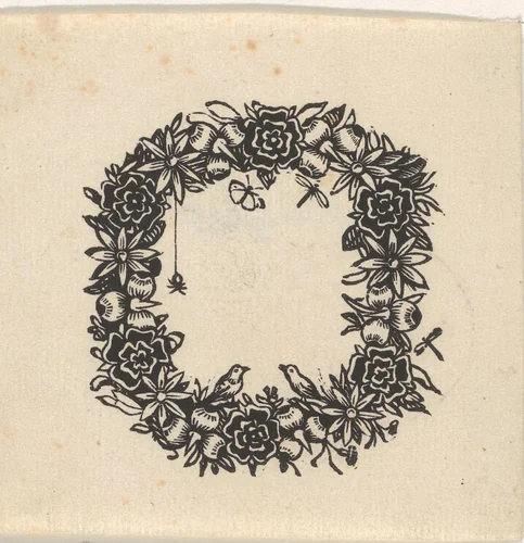 Omlijsting van bloemen, insecten en vogels by Dirck de Bray, print, 1635-1694