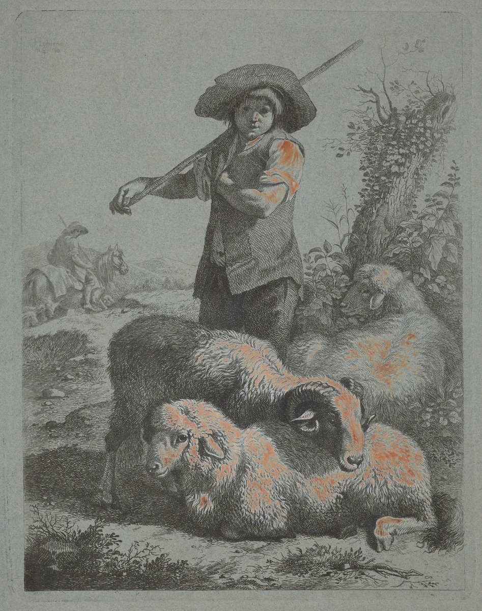 Standing Shepherd by Francesco Londonio, print, 1723-1783