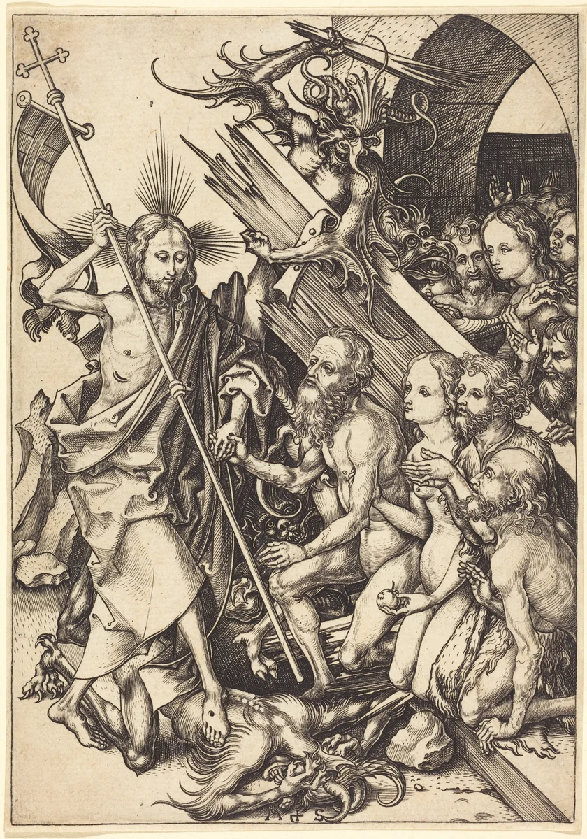Christ in Limbo by Martin Schongauer, print, 1480