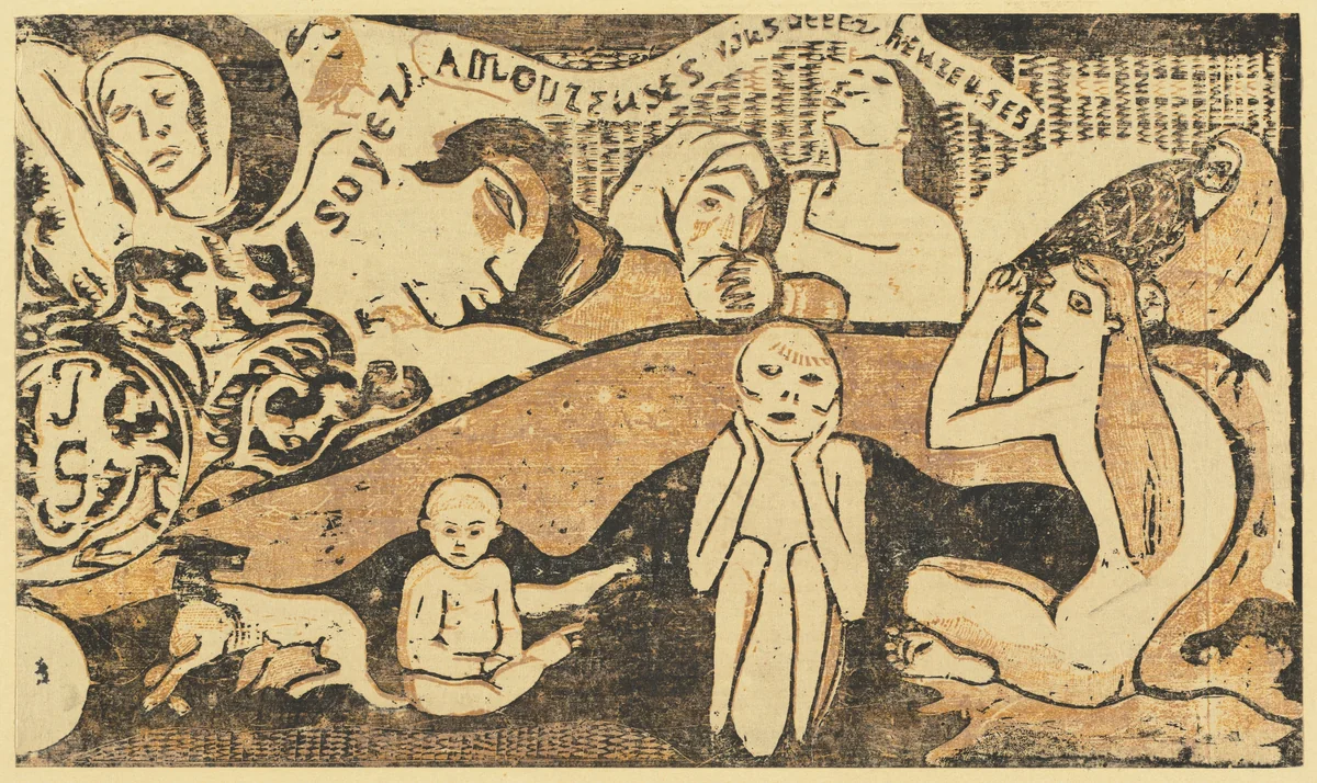 Be in Love and You will be Happy (Soyez amoureuses, vous serez heureuses) by Paul Gauguin, print, 1898-1899