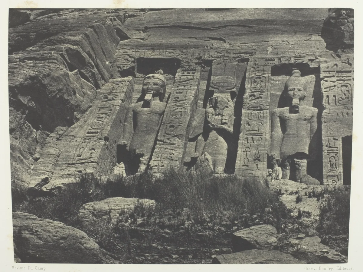 Ibsamboul, Partie Méridionale Du Spéos D'Hathor; Nubie, plate 110 from the album "Egypte, Nubie, Palestine et Syrie" (1852) by Maxime Du Camp, photograph, 1849-1851