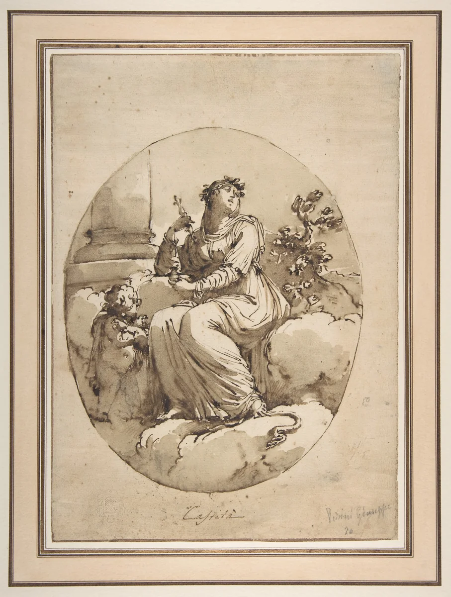 Allegorical Figure of Chastity by Filippo Pedrini, drawing, 1792-1816