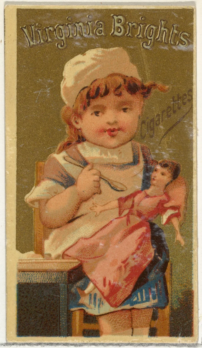 From the Girls and Children series (N64) promoting Virginia Brights Cigarettes for Allen & Ginter brand tobacco products by Allen & Ginter, print, 1886