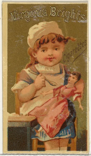 From the Girls and Children series (N64) promoting Virginia Brights Cigarettes for Allen & Ginter brand tobacco products by Allen & Ginter, print, 1886