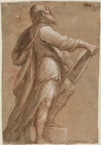 A Saint Holding a Book by Gioacchino Assereto, drawing, 1640