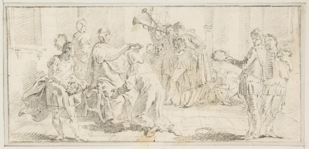 Illustration for a Book: Allegorical Scene of Coronation by Giovanni Battista Tiepolo, drawing, 1696-1770