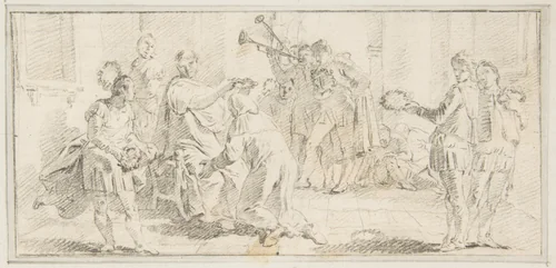 Illustration for a Book: Allegorical Scene of Coronation by Giovanni Battista Tiepolo, drawing, 1696-1770