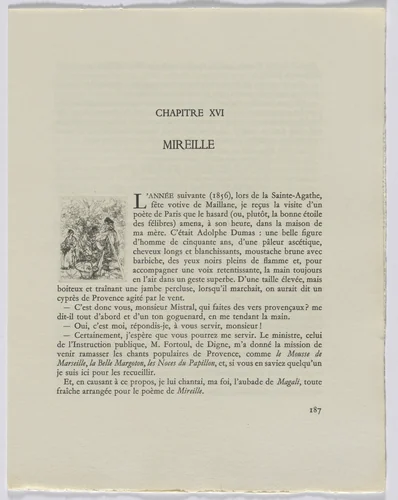 Frédéric Mistral: Mémoires et Recits by Frédéric Mistral: figures outside (page 187) by Auguste Brouet, other, 1937