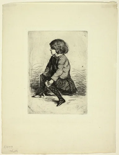 Seymour Haden, Jr, Seated by James McNeill Whistler, print, 1857-1858