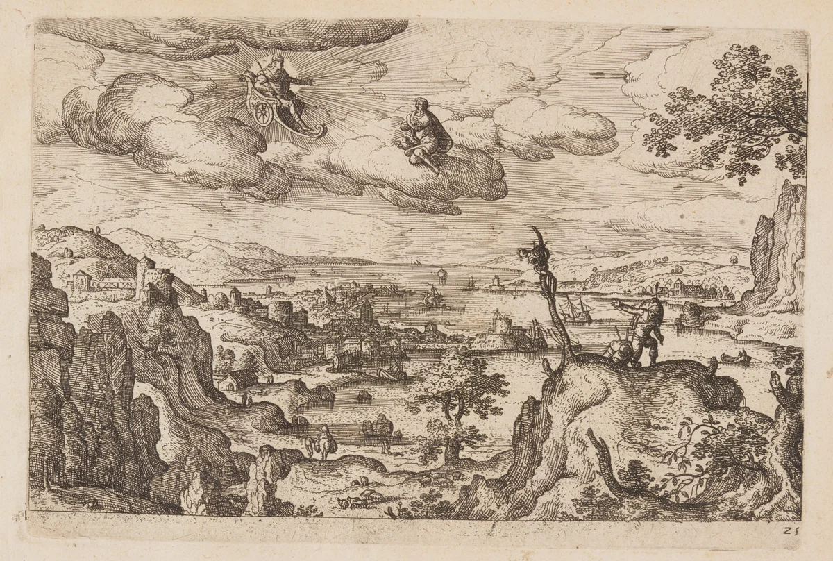 Plate 25, from Landscapes with Scenes from the Old and New Testament and Ovid’s Metamorphoses by Hans Bol, print, 1574