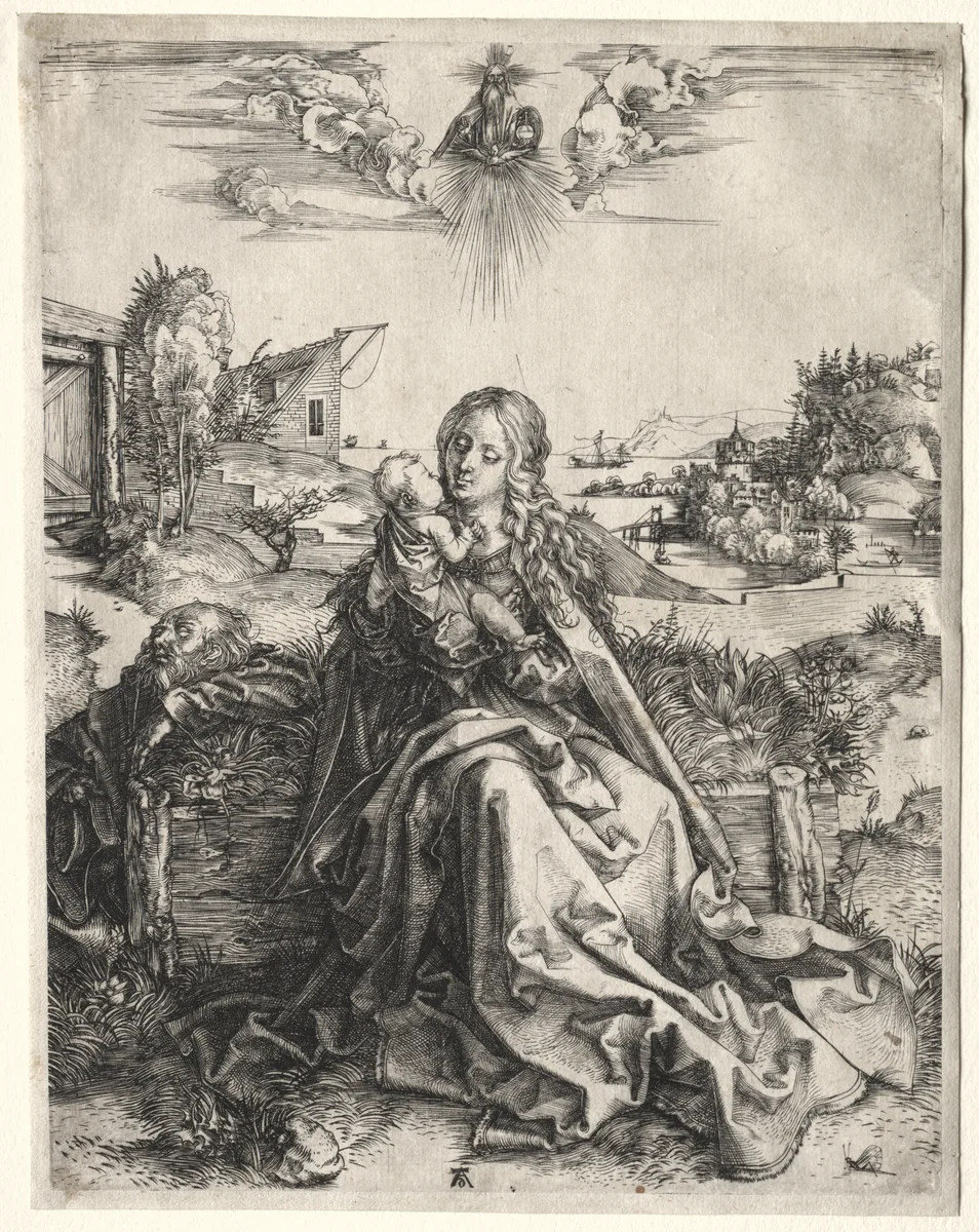 Holy Family with the Butterfly by Albrecht Dürer, print, 1490-1500