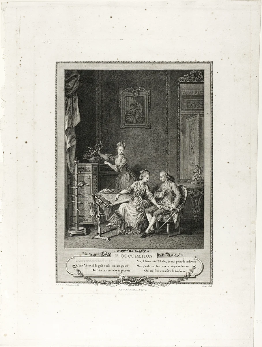 The Occupation, from Monument du Costume Physique et Moral de la fin du Dix-huitième siècle by Charles Louis Lingée, print, 1774