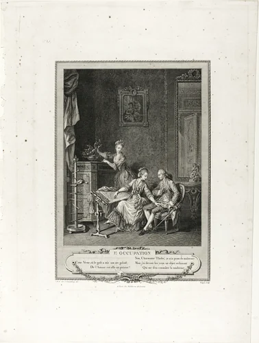 The Occupation, from Monument du Costume Physique et Moral de la fin du Dix-huitième siècle by Charles Louis Lingée, print, 1774