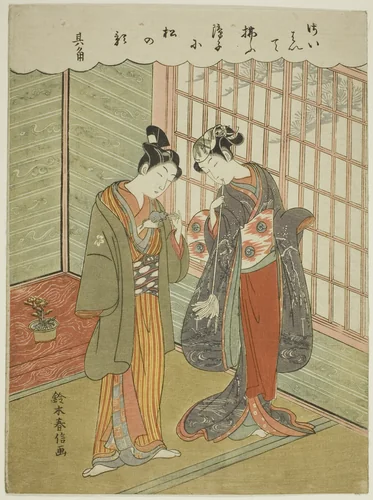 Couple with a Pet Mouse by Suzuki Harunobu (鈴木春信), print, 1763-1770