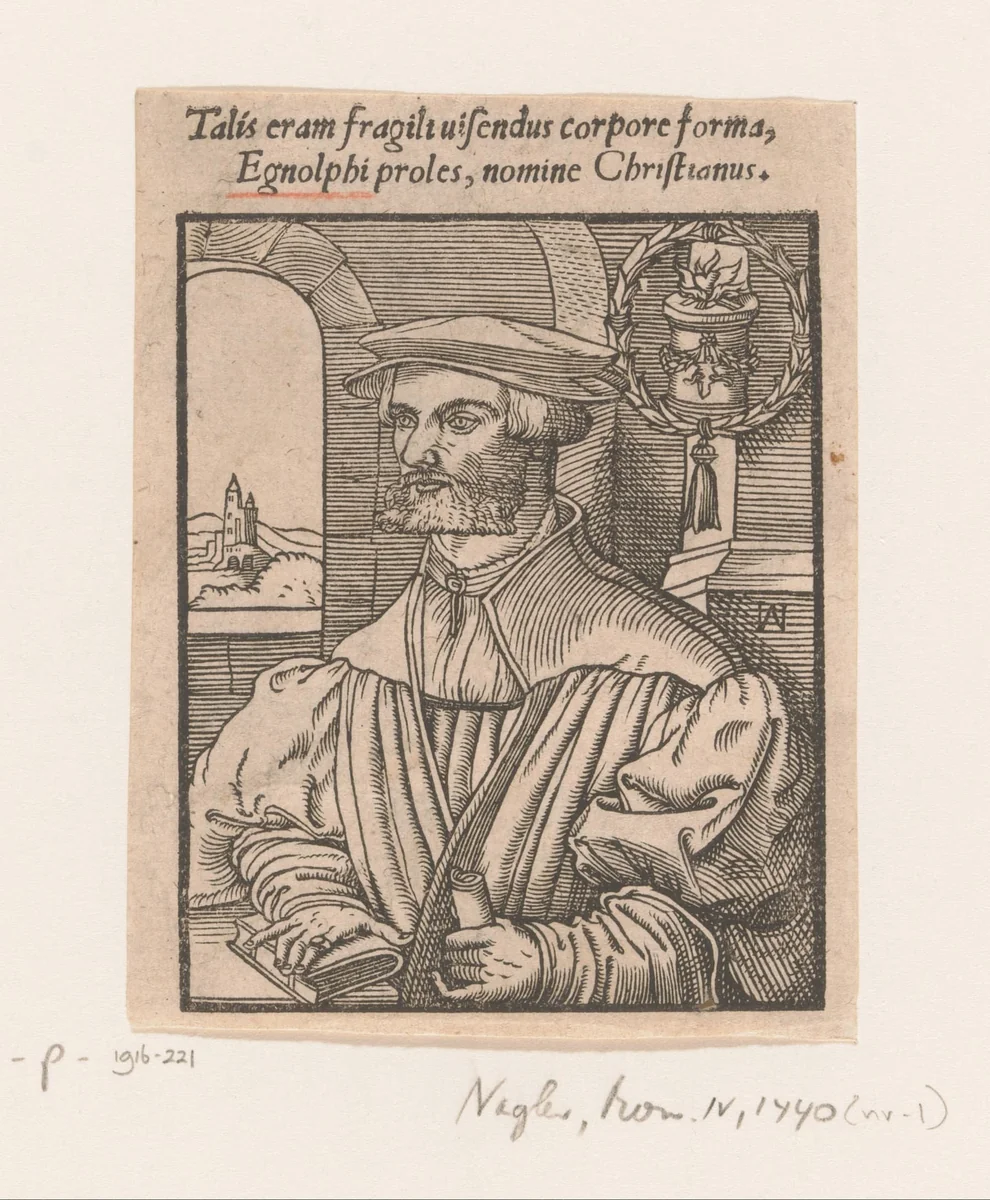 Portret van Christian Egenollf by Unknown, print, 1512-1555