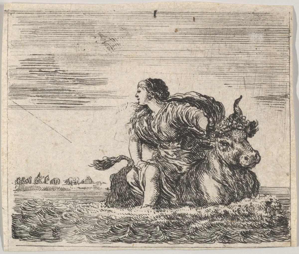 Jupiter and Europa, from "Game of Mythology" (Jeu de la Mythologie) by Stefano della Bella, print, 1644