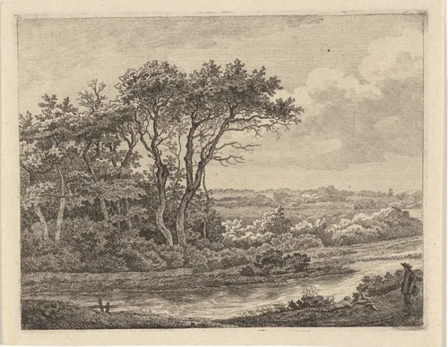 Landschap met rivier by Adrianus Serné, print, 1783-1853