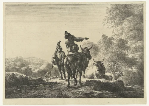 Doedelzakspeler by Nicolaes Pietersz Berchem, print, 1630-1683