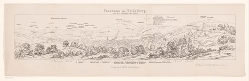 Gezicht op Heidelberg met plaatsaanduiding by Carl Friedrich Würthle, print, 1830-1902