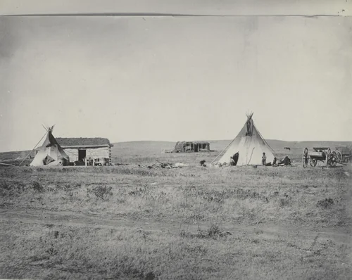 Present cabin life among the Sioux by Frances Benjamin Johnston, photograph, 1899