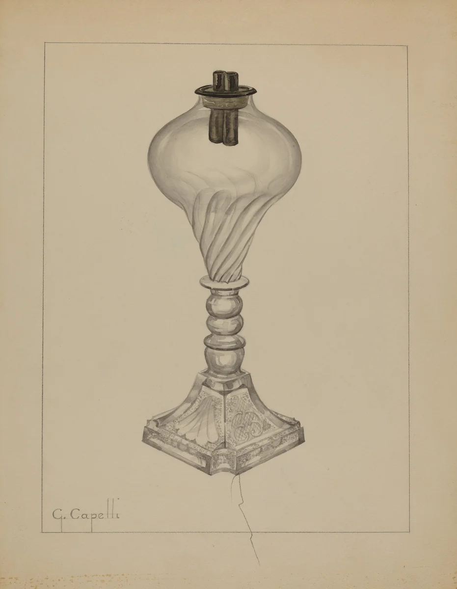 Lamp by Giacinto Capelli, index of american design, 1937