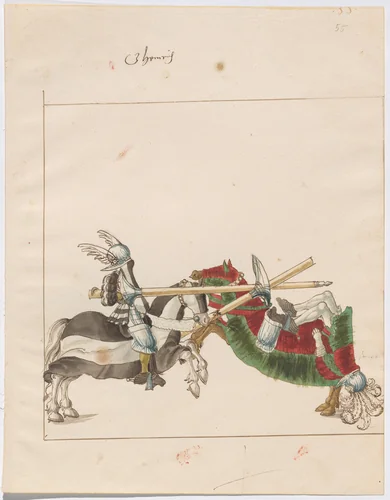 Mock Joust of War with Fixed Shields by German 16th Century, drawing, 1515