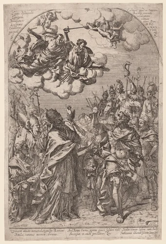 Attila at the Gates of Rome by Giovanni Battista Bracelli
Alessandro Algardi, print, 1649