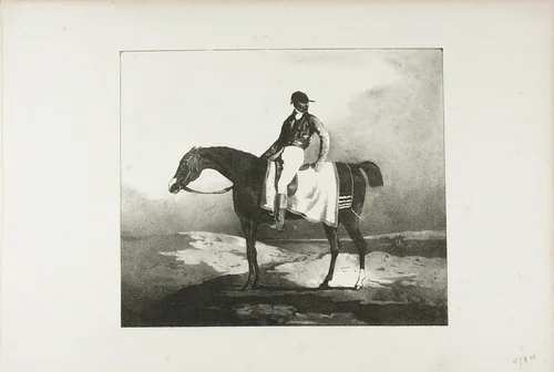 Jockey Astride an English Horse by Jean Louis André Théodore Géricault, print, 1823