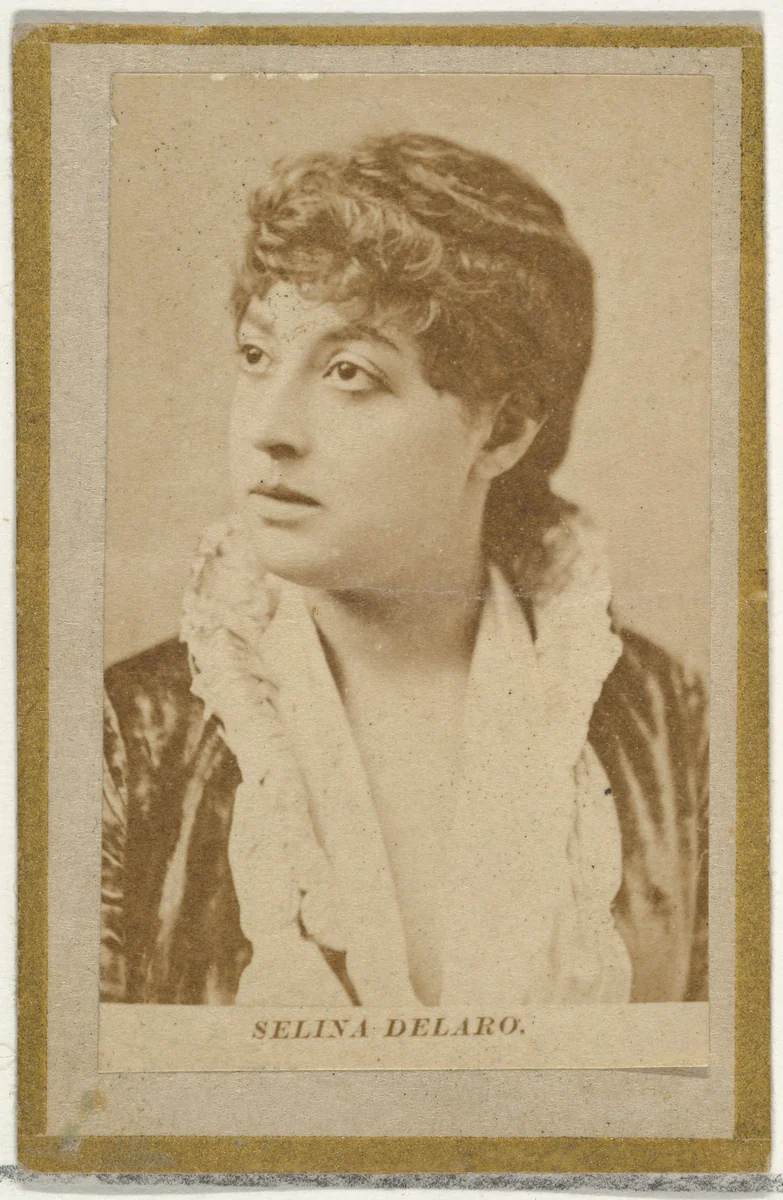 Selina Delaro, from the Actresses and Celebrities series (N60, Type 2) promoting Little Beauties Cigarettes for Allen & Ginter brand tobacco products by Allen & Ginter, photograph, 1887