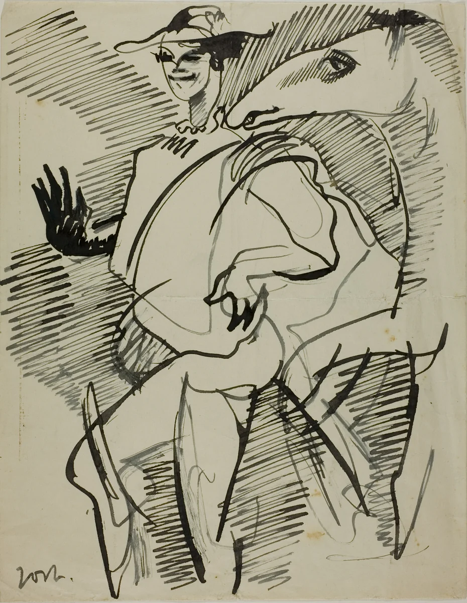 Man with Horse by Anders Zorn, drawing, 1880-1920