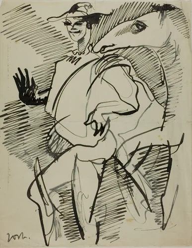 Man with Horse by Anders Zorn, drawing, 1880-1920