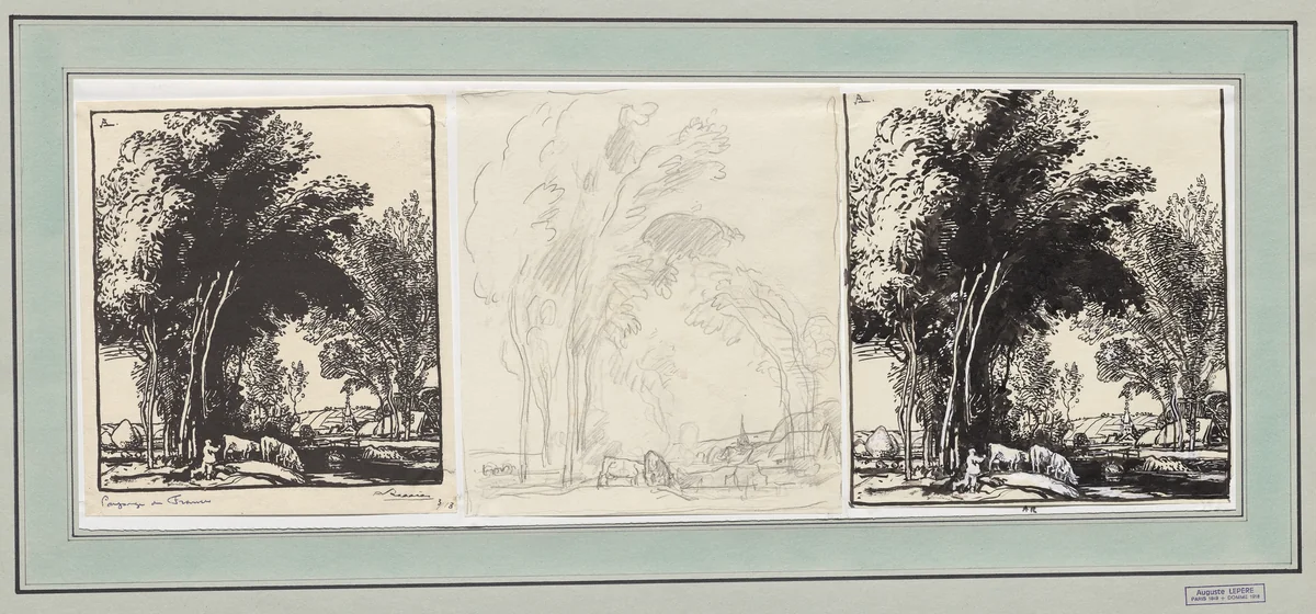 Paysage de France by Auguste Louis Lepère, drawing, 1914