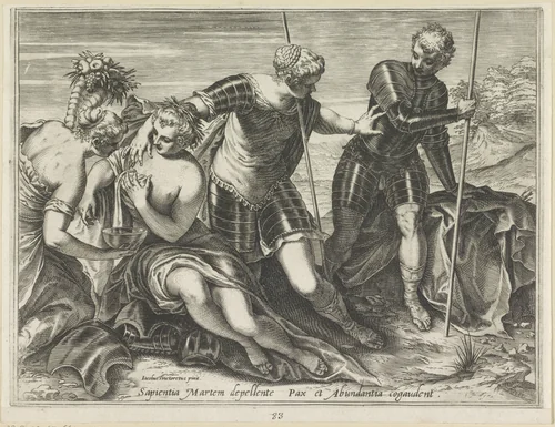 Mars weggestuurd door Minerva by Unknown, print, 1589