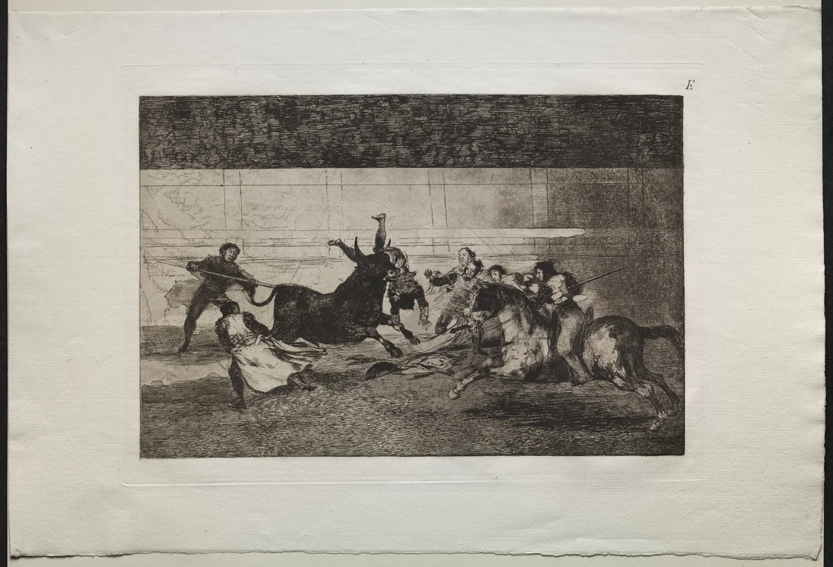 Bullfights: The Death of Pepe Illo (2nd Composition) by Francisco de Goya, print, 1816-1876