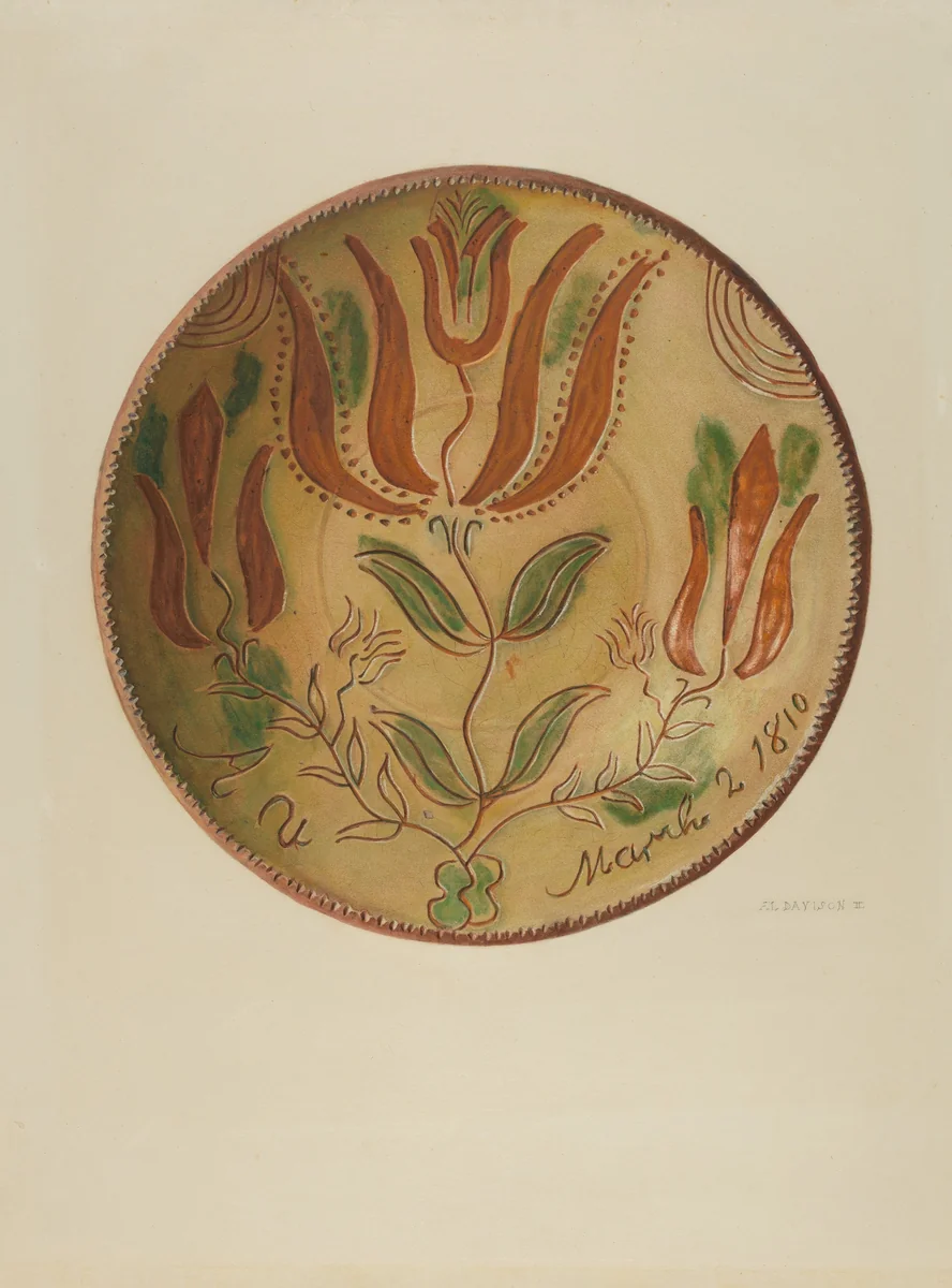 Pa. German Plate by Austin L. Davison, index of american design, 1935-1942