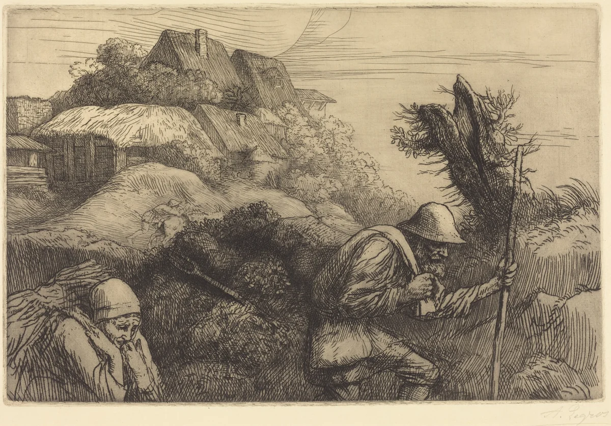Return from the Woods (Le retour du bois) by Alphonse Legros, print, 1837-1911