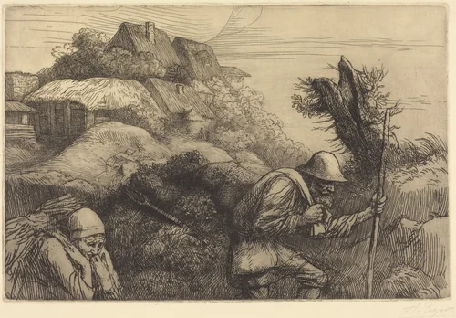 Return from the Woods (Le retour du bois) by Alphonse Legros, print, 1837-1911