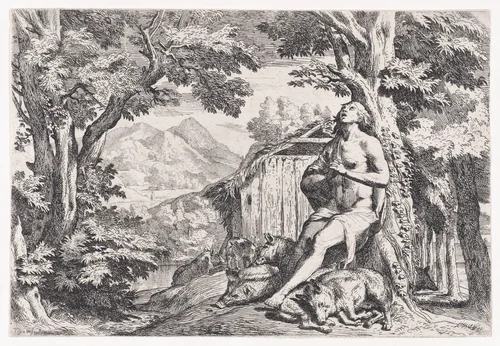 The Prodigal Son Among the Swine by Pietro Testa, print, 1600-1650