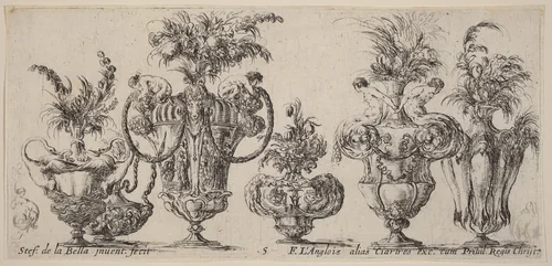 Fantastic Vases by Stefano della Bella, print, 1646